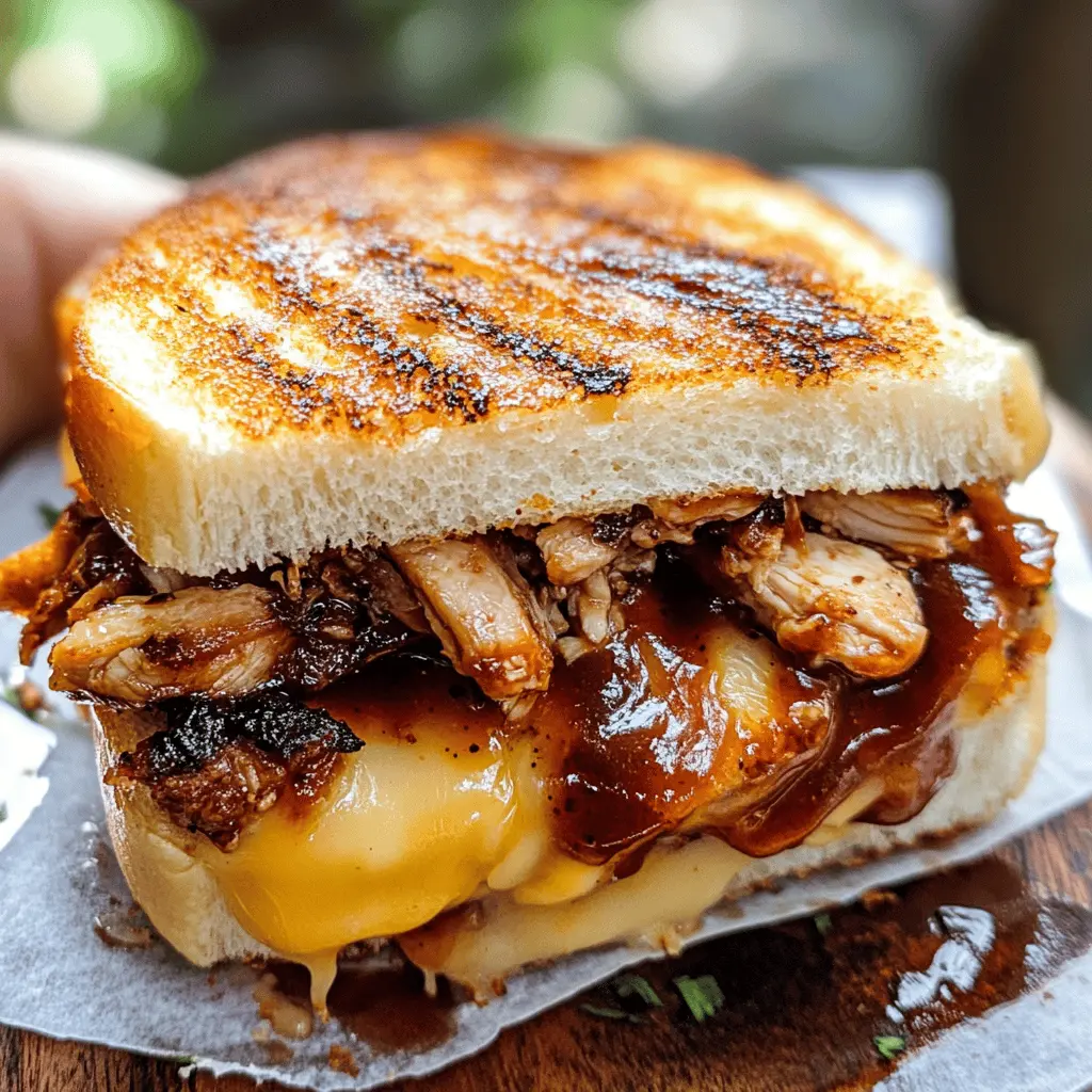 Get ready for a cheesy twist on your favorite BBQ flavors! This BBQ Chicken Grilled Cheese sandwich combines tender chicken, zesty barbecue sauce, and gooey cheese, all grilled to golden perfection. Perfect for a quick lunch or dinner, it's a crowd-pleaser that brings comfort to any meal. Save this recipe for your next family gathering or game day feast!