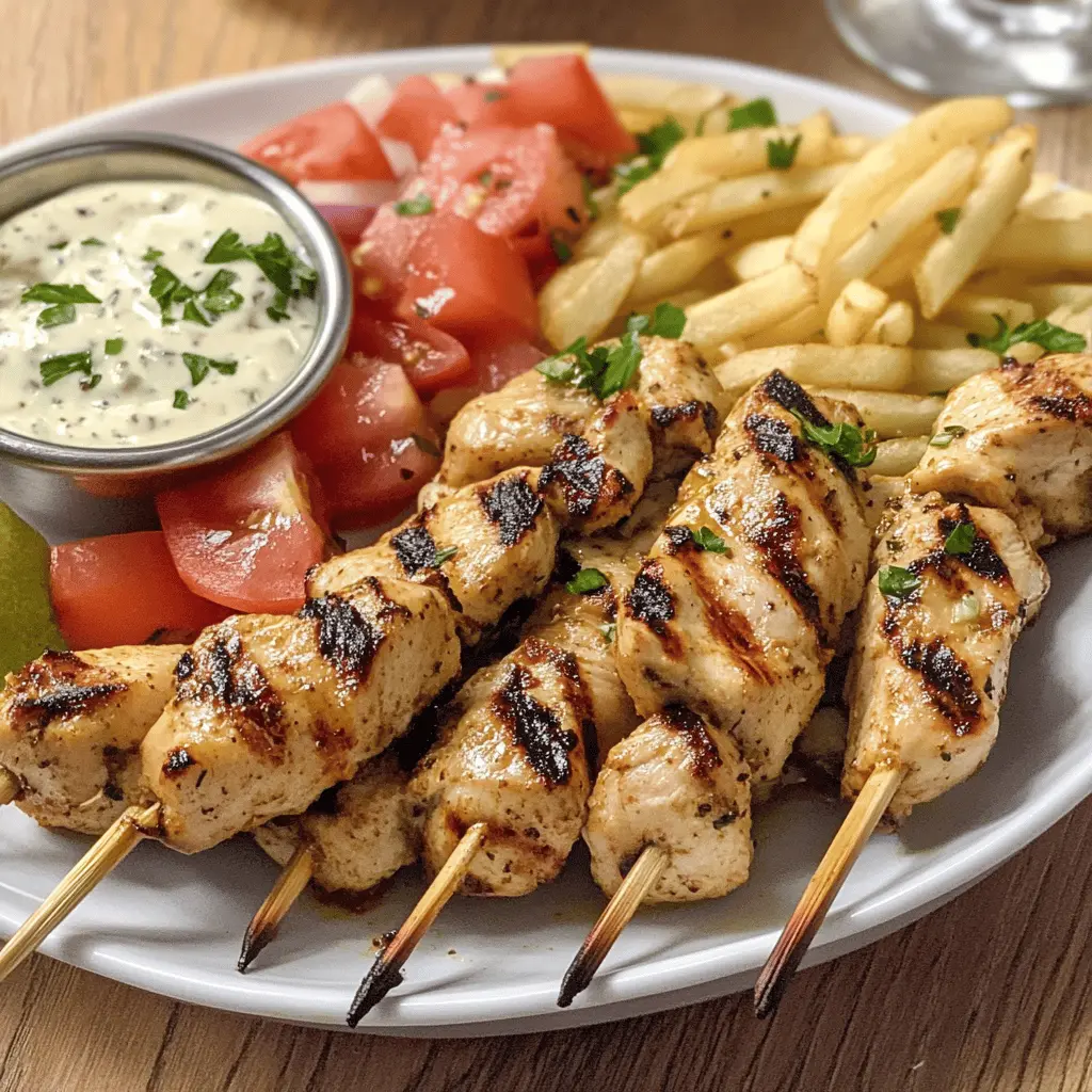 Juicy chicken souvlaki skewers are perfect for any gathering! Marinated in a blend of lemon, garlic, and aromatic spices, these flavorful bites are both easy to make and pleasing to the palate. Ideal for summer BBQs or weeknight dinners, save this recipe to impress your guests with a delicious Mediterranean treat!