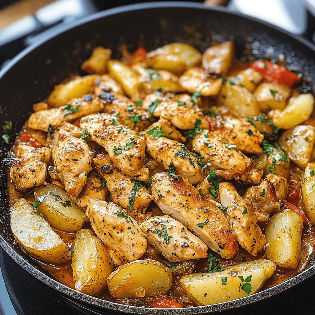 Looking for a quick and delicious meal? This Garlic Butter Chicken and Potatoes Skillet is packed with flavor and super easy to prepare! With tender chicken, crispy potatoes, and rich garlic butter sauce, it's perfect for busy weeknights or a cozy family dinner. Save this recipe to your board for a tasty meal you'll crave again and again!