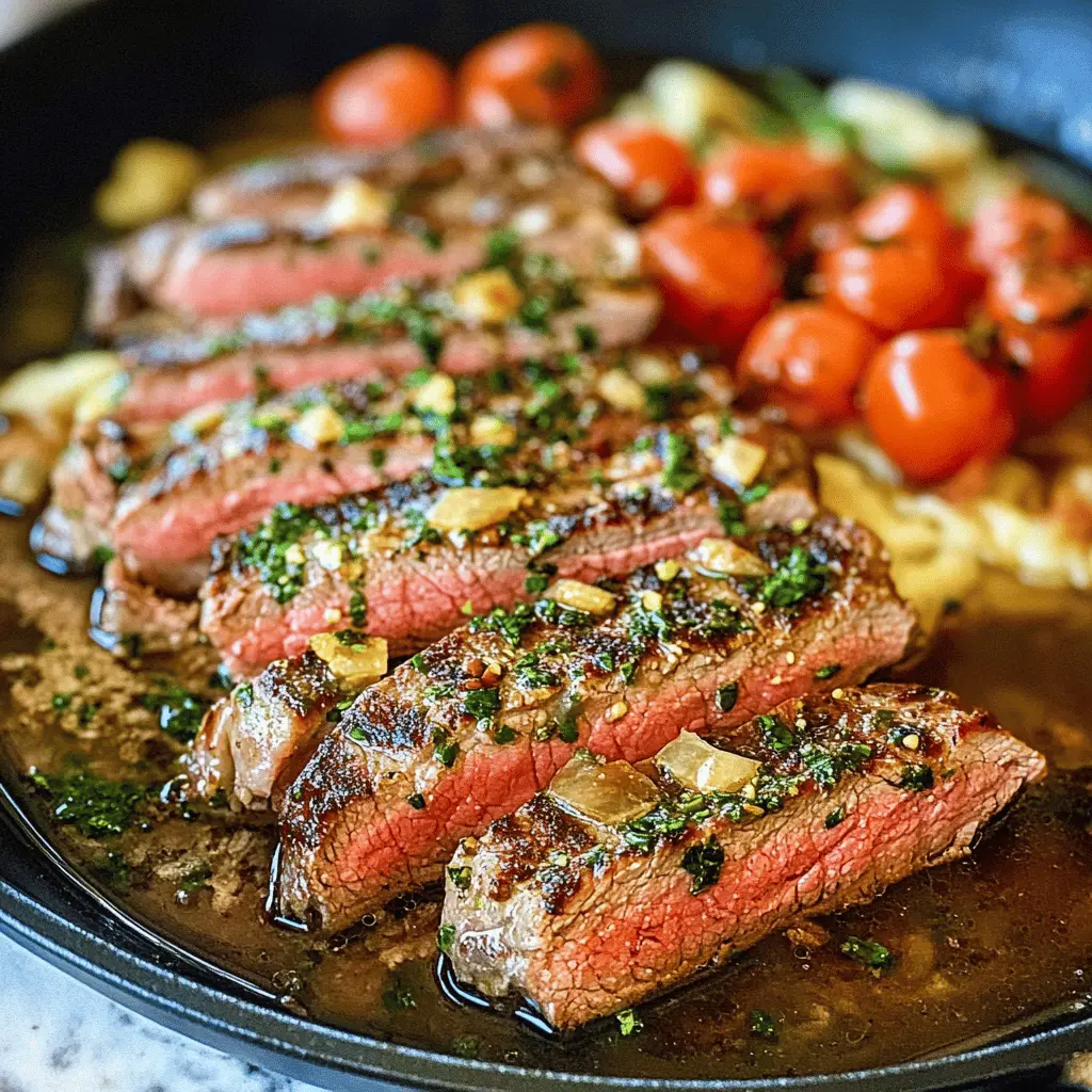 Elevate your dinner with this Garlic Butter Skillet Flank Steak recipe! Juicy and packed with flavor, it's seared to perfection and finished in the oven for a tender bite. Ideal for family dinners or special occasions, this dish is quick to make and sure to impress. Don’t forget to save this recipe for your next mealtime adventure!
