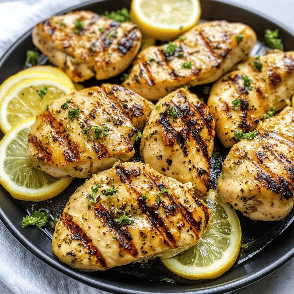 Juicy grilled lemon chicken is the perfect dish for any gathering! With its bright citrus flavor and tender texture, this recipe will become a favorite on your dinner table. It's marinated with fresh lemon juice, garlic, and herbs for a delightful zing. Save this easy recipe for your next barbecue or family dinner!