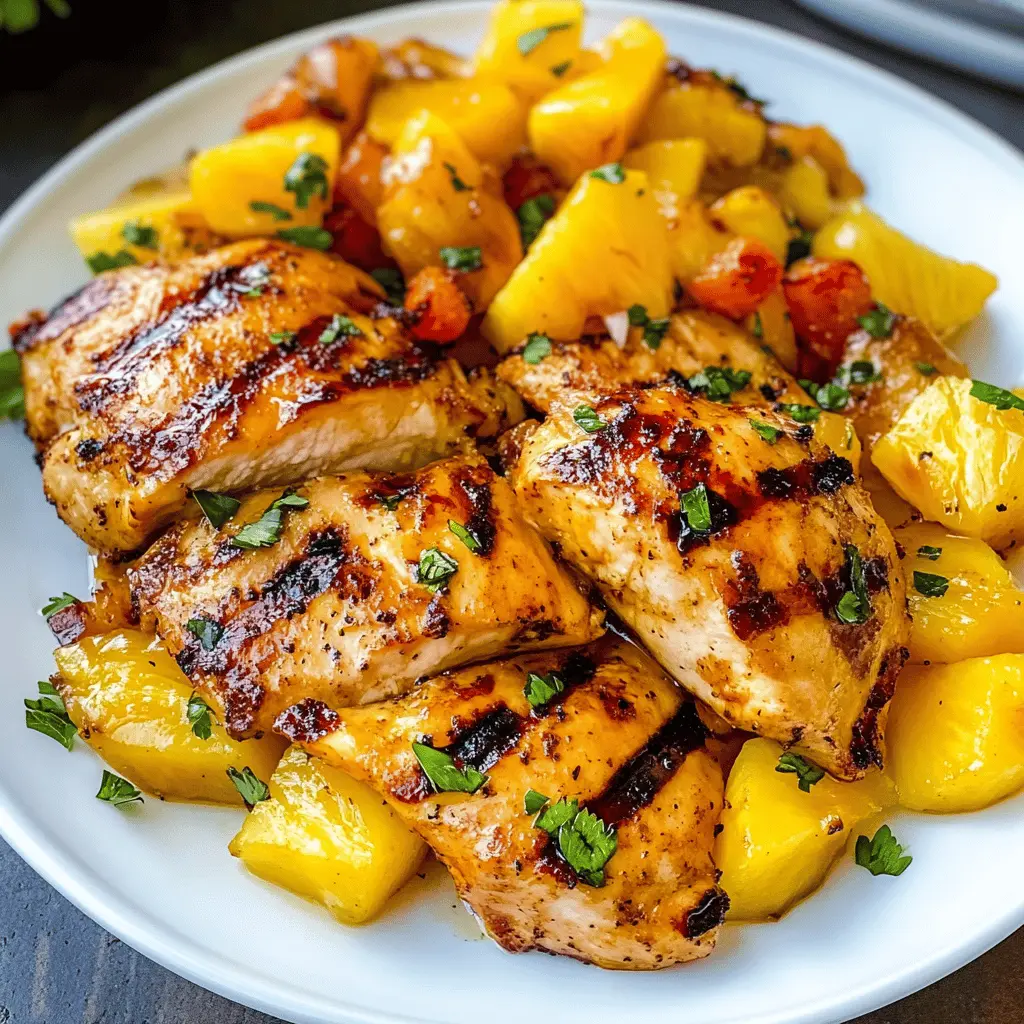 Fire up the grill for this delightful Grilled Mango Pineapple Chicken that brings juicy chicken together with the sweet and tangy tastes of fresh mangoes and pineapples. Perfect for summer barbecues or family dinners, this dish is not only flavorful but also quick to prepare. Save this recipe for an easy, crowd-pleasing meal any time!