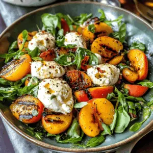 Enjoy a refreshing Grilled Peach and Burrata Salad that's perfect for summer gatherings! This salad features sweet grilled peaches, creamy burrata cheese, and a drizzle of balsamic glaze, making it a delightful mix of flavors. It's a simple yet elegant dish to impress your guests. Save this recipe for your next picnic or dinner party!