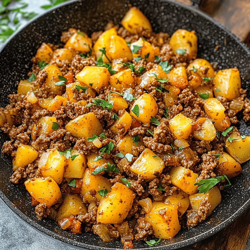 Looking for a hearty meal? This Ground Beef and Potatoes recipe is a family favorite! With juicy ground beef, tender potatoes, and a blend of savory spices, it's the perfect comfort food. Great for busy weeknights or a cozy dinner. Save this recipe for your next mealtime adventure!