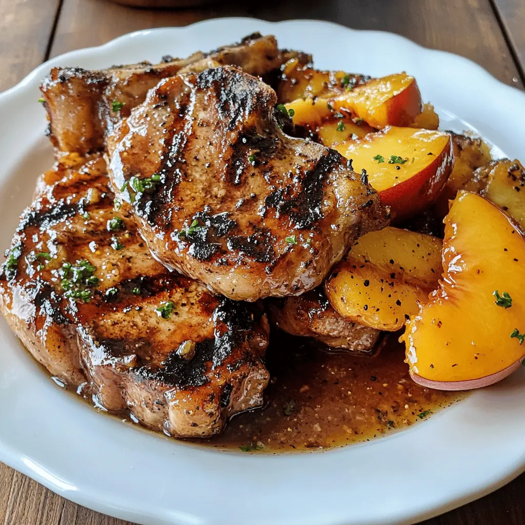 Get ready for a flavor explosion with these juicy grilled pork chops topped with a spicy peach glaze! The perfect blend of sweetness and heat makes this dish a standout for your next barbecue or dinner gathering. Don't forget to save this recipe for quick weeknight meals or special occasions. You'll love the mouthwatering combination of tender meat and zesty sauce!