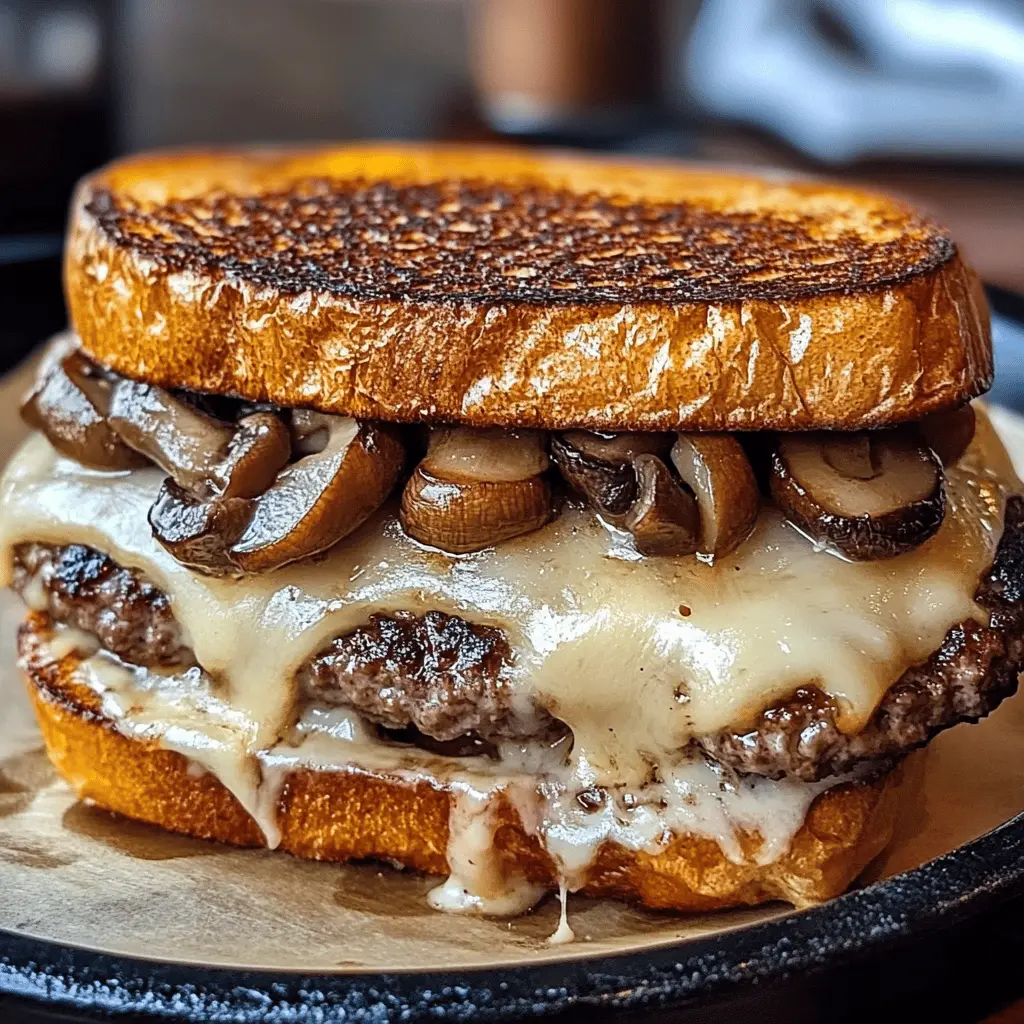 This Mushroom Swiss Patty Melt is a mouthwatering twist on a classic! Made with juicy beef patties, sautéed mushrooms, and melted Swiss cheese stacked between two slices of buttery, toasted bread. Perfect for lunch or a cozy dinner, this recipe is sure to please everyone at the table. Save this pin to enjoy a delicious, comforting meal whenever you like!