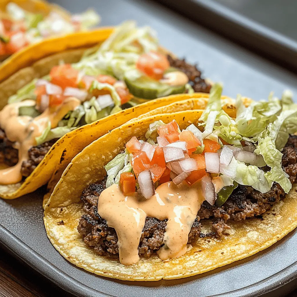 Get ready for a tasty twist on taco night! These Smash Burger Tacos combine juicy beef patties with all your favorite burger toppings, wrapped in soft tortillas. Perfect for a fun family dinner or weekend gathering, they bring together the best of burgers and tacos in one delicious bite. Save this recipe to impress your friends at your next cookout!