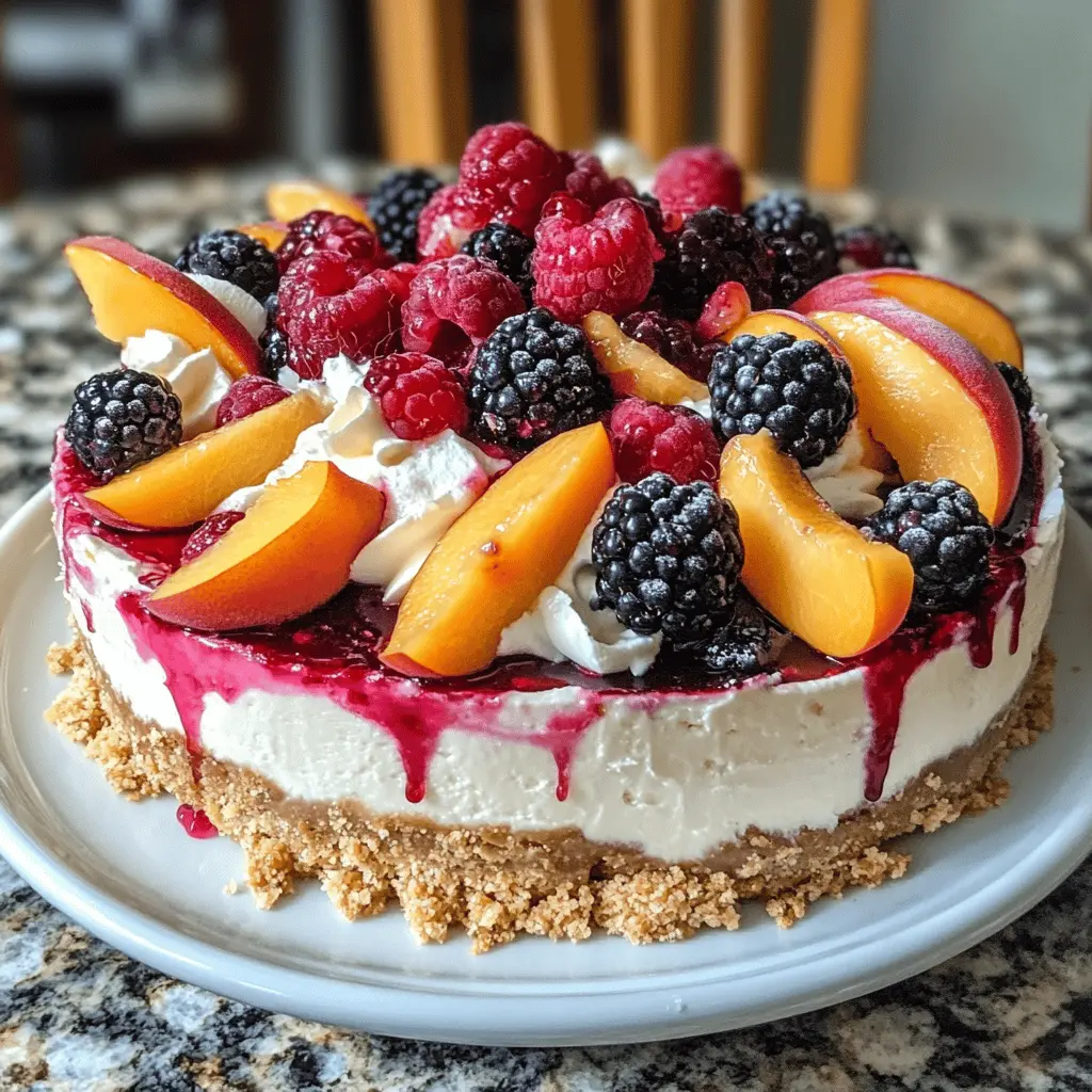 This Summer Berry and Peach Cheesecake is a delightful fusion of fresh fruit and creamy goodness. With juicy strawberries, sweet peaches, and a smooth cheesecake filling, every bite is a treat! Perfect for summer gatherings or a cozy night in, this no-bake dessert will impress your family and friends. Save this recipe for a refreshing dessert that everyone will love!