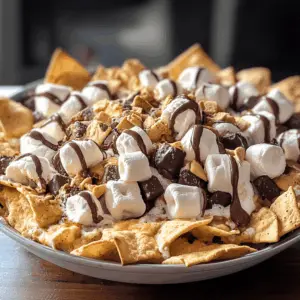Get ready for a sweet twist on a classic treat with these Original S'mores Nachos! Layered with crunchy nacho chips, gooey chocolate, toasted marshmallows, and a drizzle of warm caramel, this dessert is perfect for gatherings or cozy nights in. Save this recipe now to impress your friends at your next movie night or camping trip!