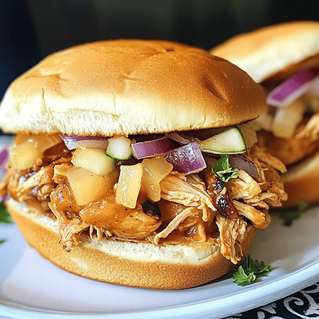 Easy Crock Pot Hawaiian Chicken Sandwiches