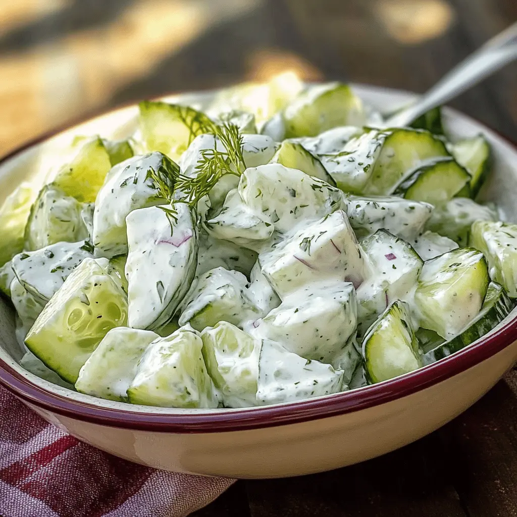 Easy Creamy Cucumber Salad Recipe