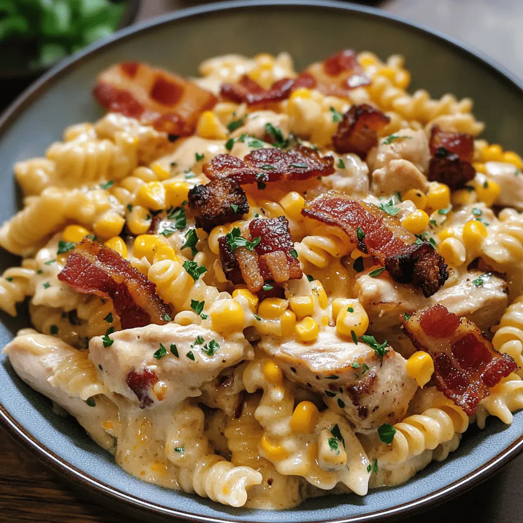 Creamy Chicken and Corn Pasta with Bacon