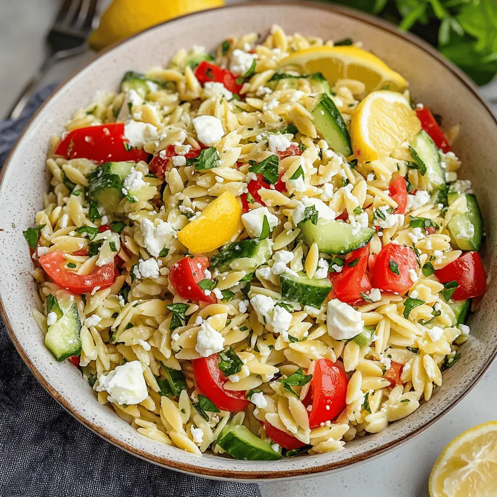 Easy Lemon Orzo Salad with Creamy Feta