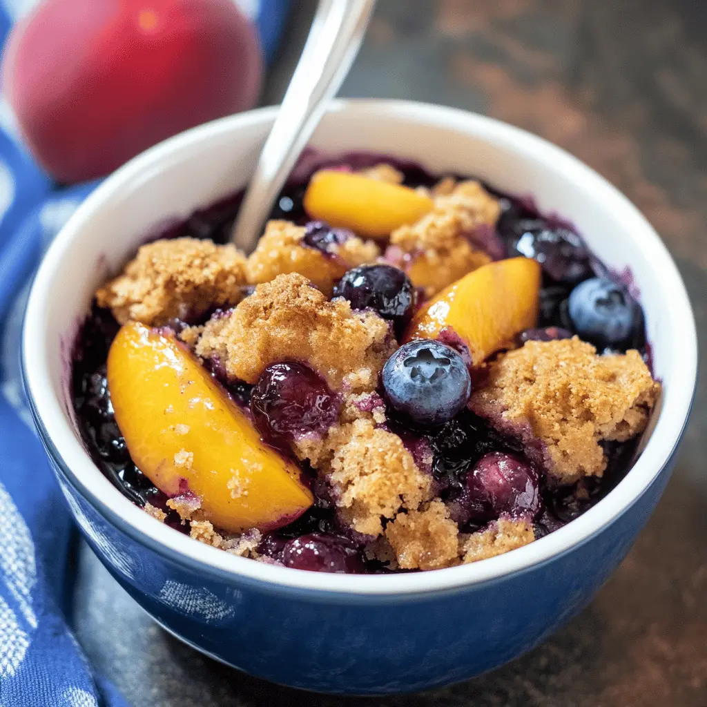 Easy Crockpot Blueberry Peach Cobbler Recipe
