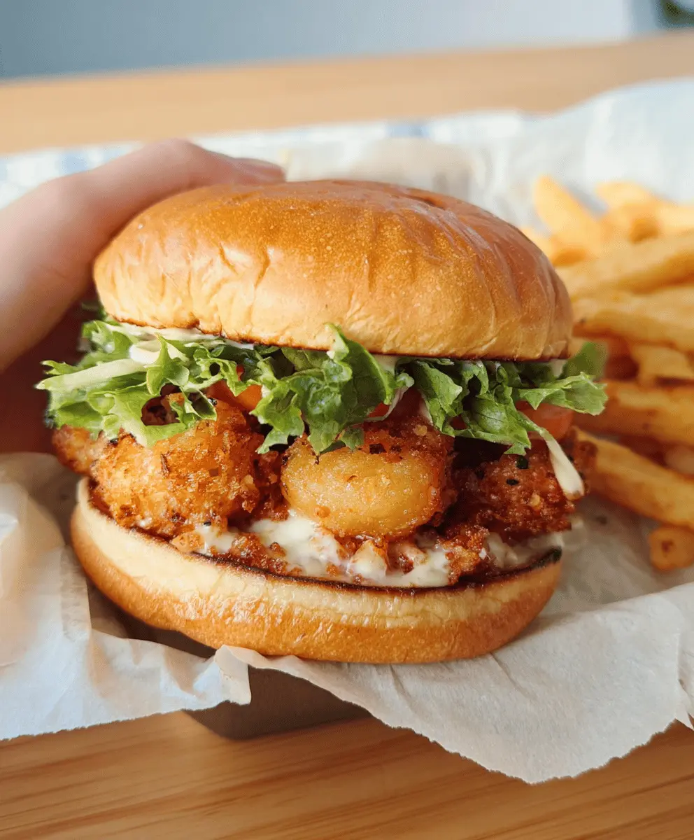 Easy Crispy Fried Shrimp Burger Recipe