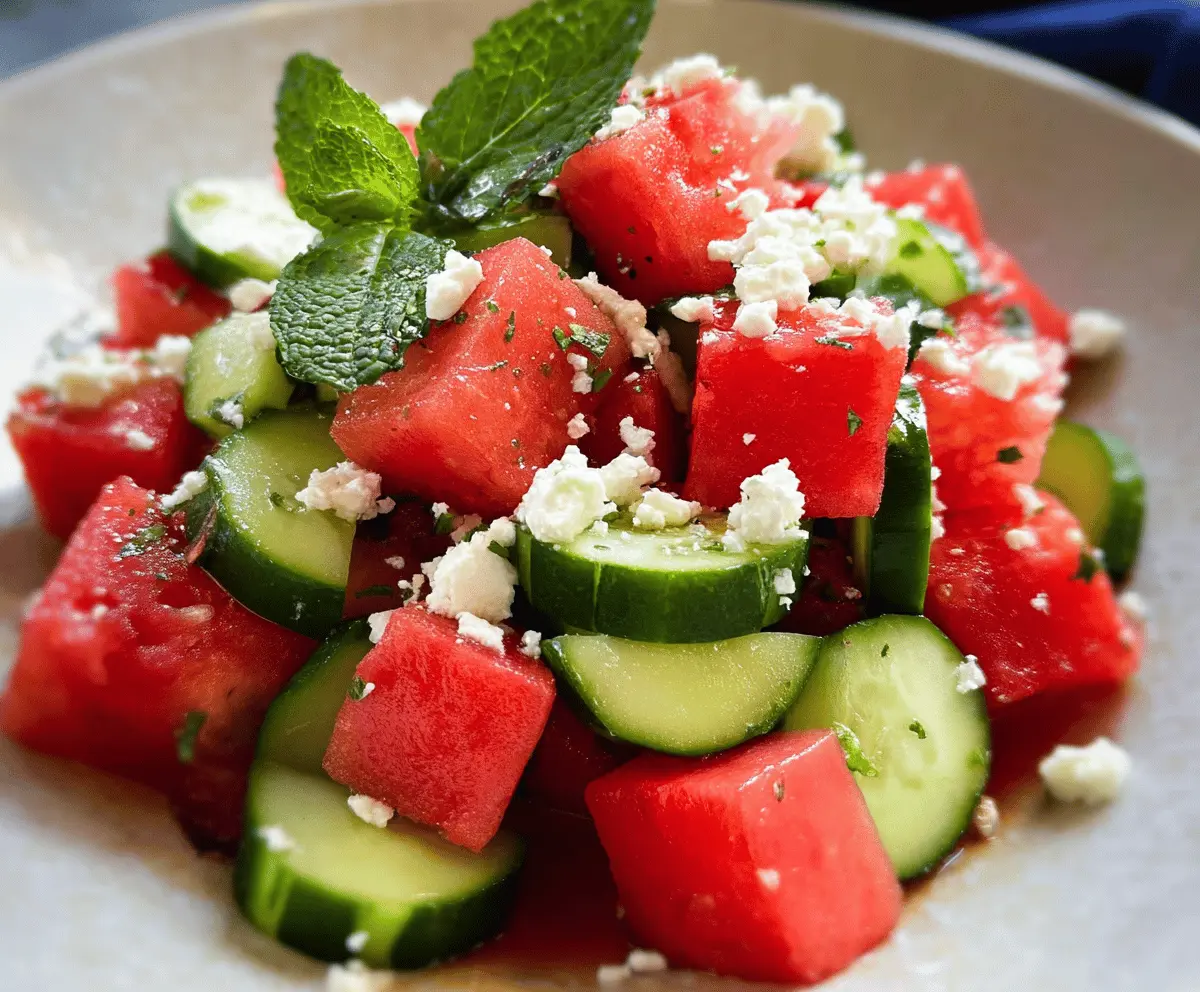 Refreshing Watermelon Salad with Feta and Cucumber