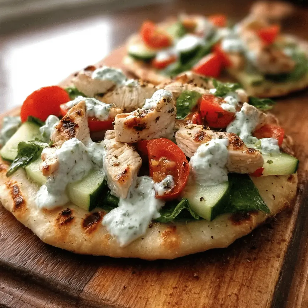 Healthy Tzatziki Chicken Veggie Naan Pizza