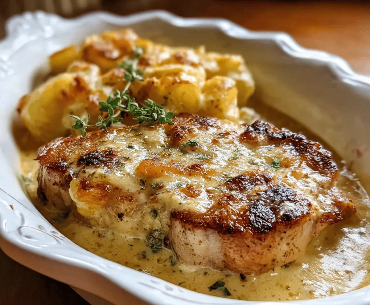 Easy Smothered Pork Chops with Cheesy Scalloped Potatoes