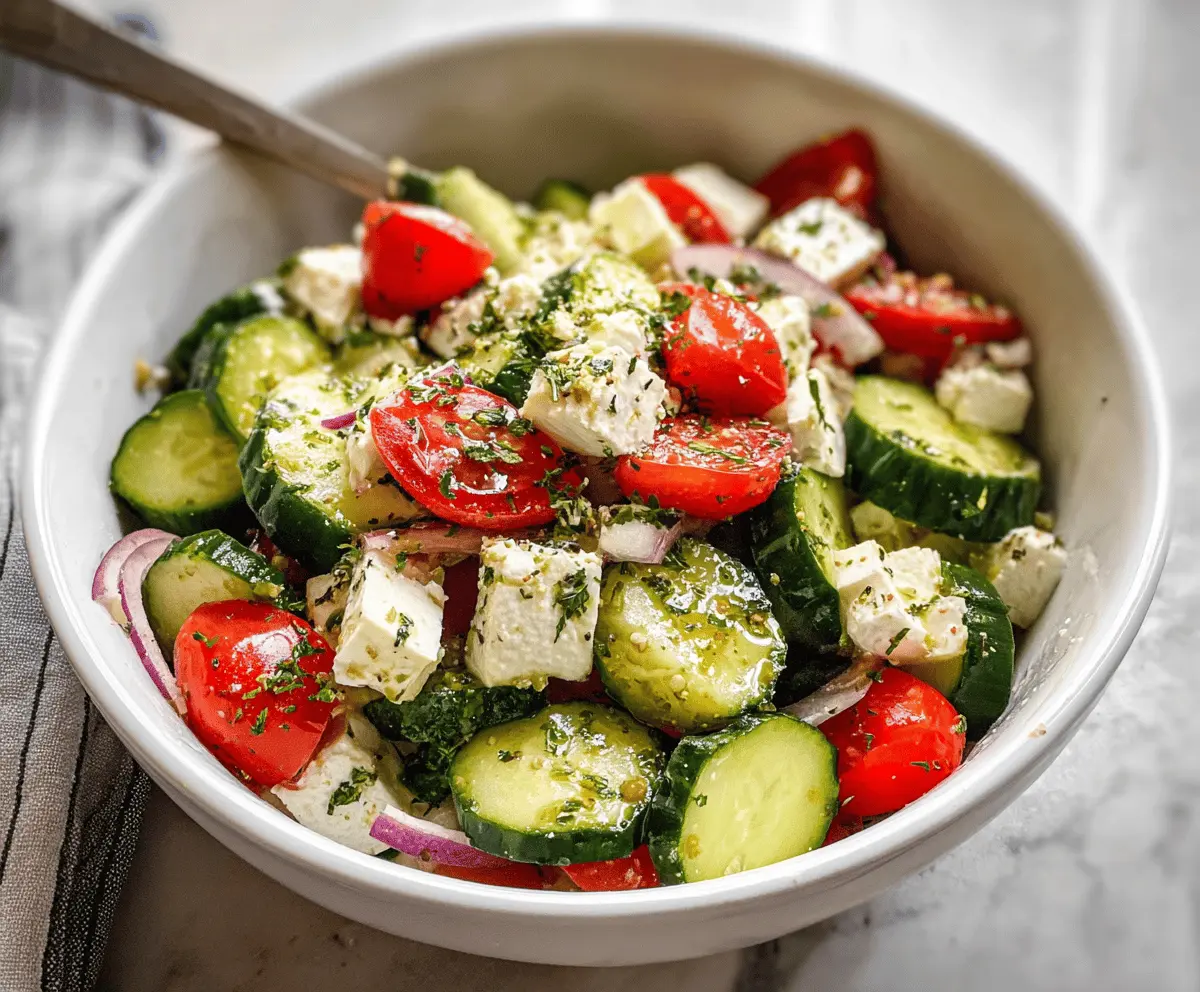 Fresh Greek Cucumber Salad with Feta and Herbs