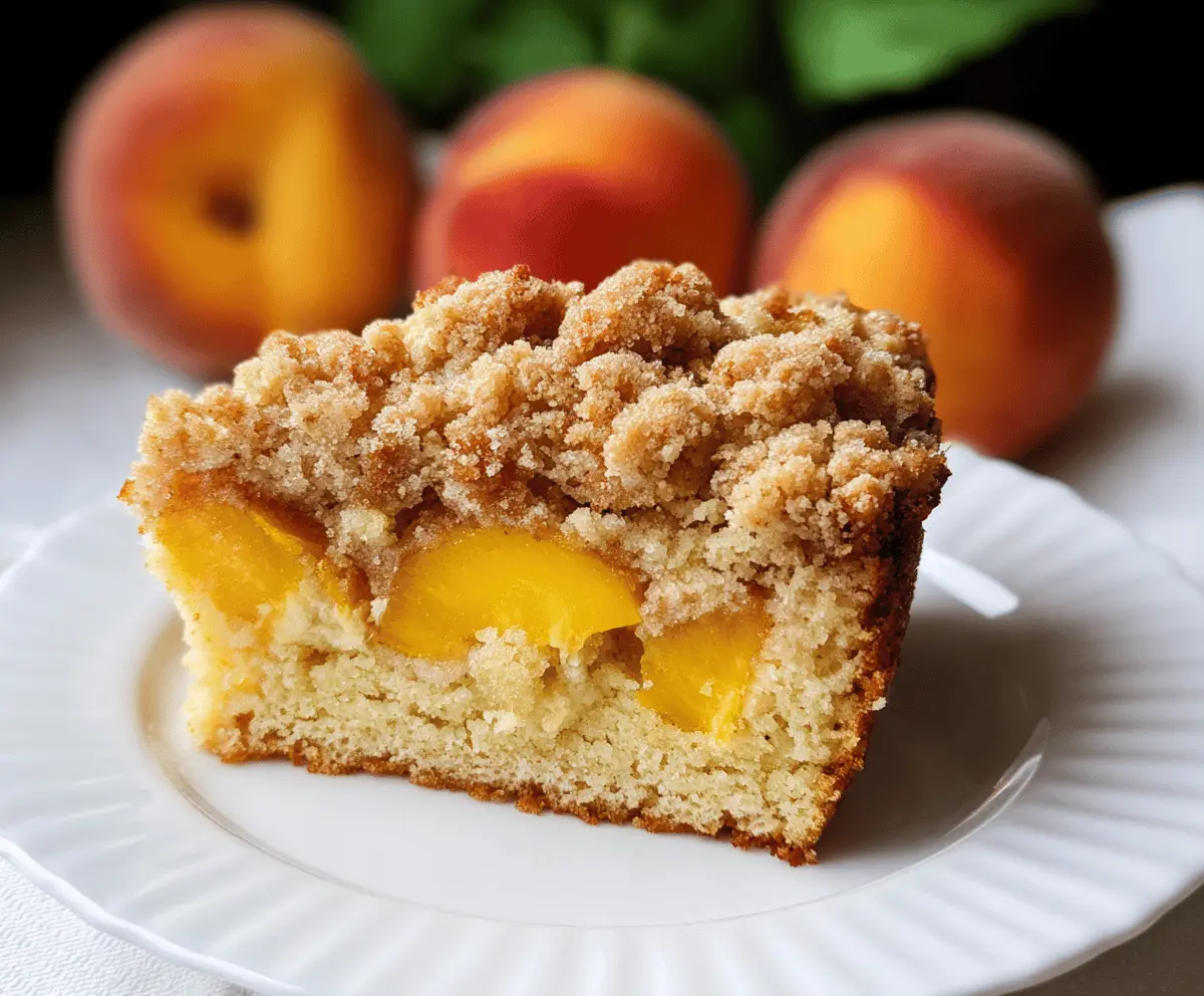 Southern Peach Crumb Cake With Sweet Cinnamon Topping