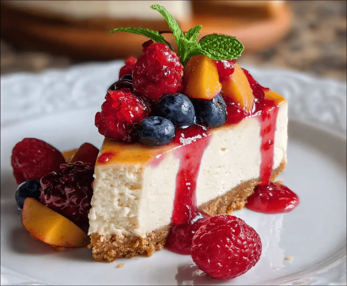 Fresh Summer Berry and Peach Cheesecake Recipe