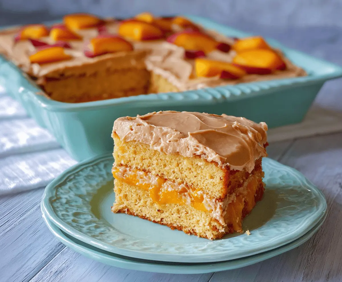 Moist Peach Cake With Brown Sugar Frosting
