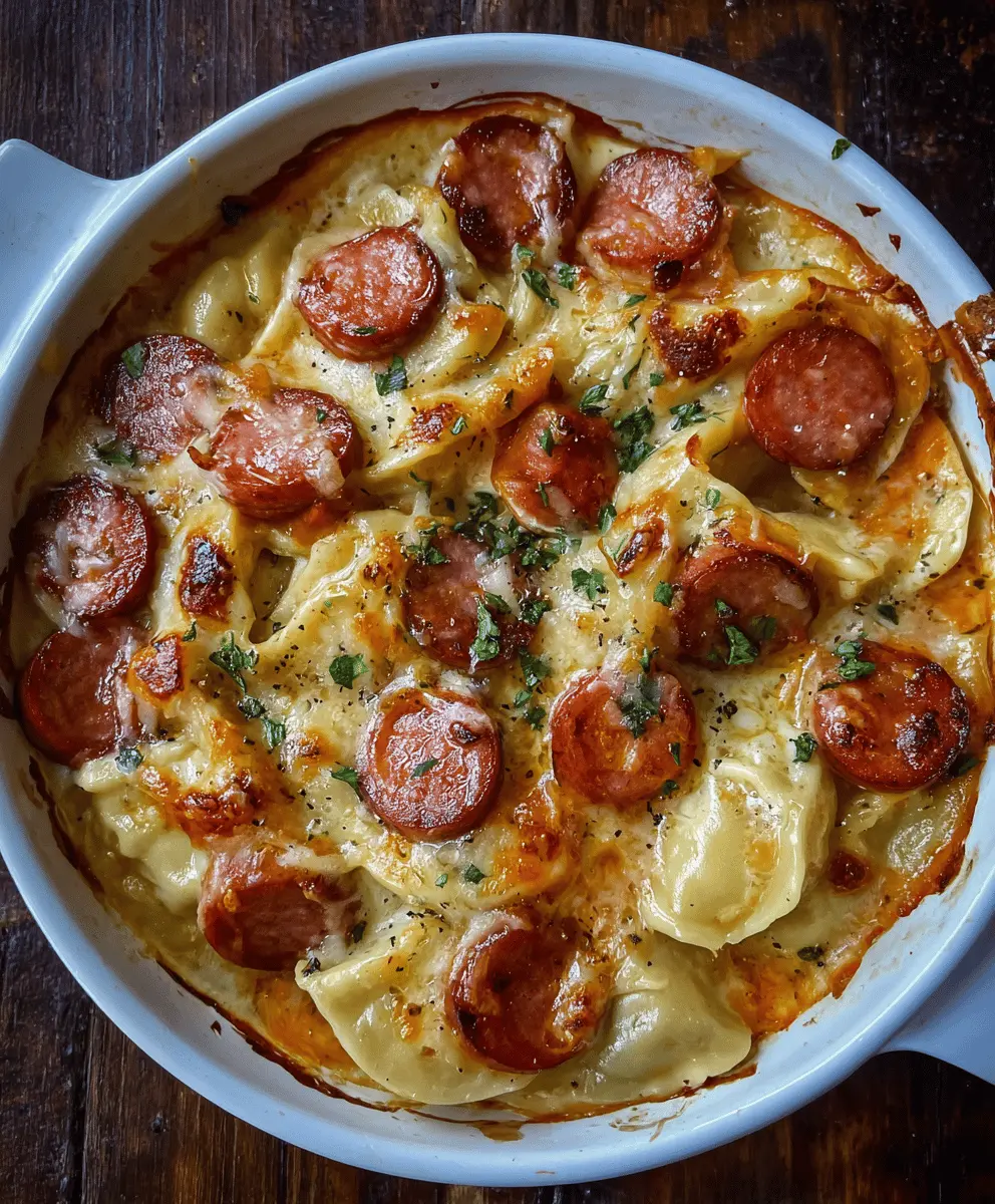 Easy Crockpot Pierogi Casserole with Kielbasa