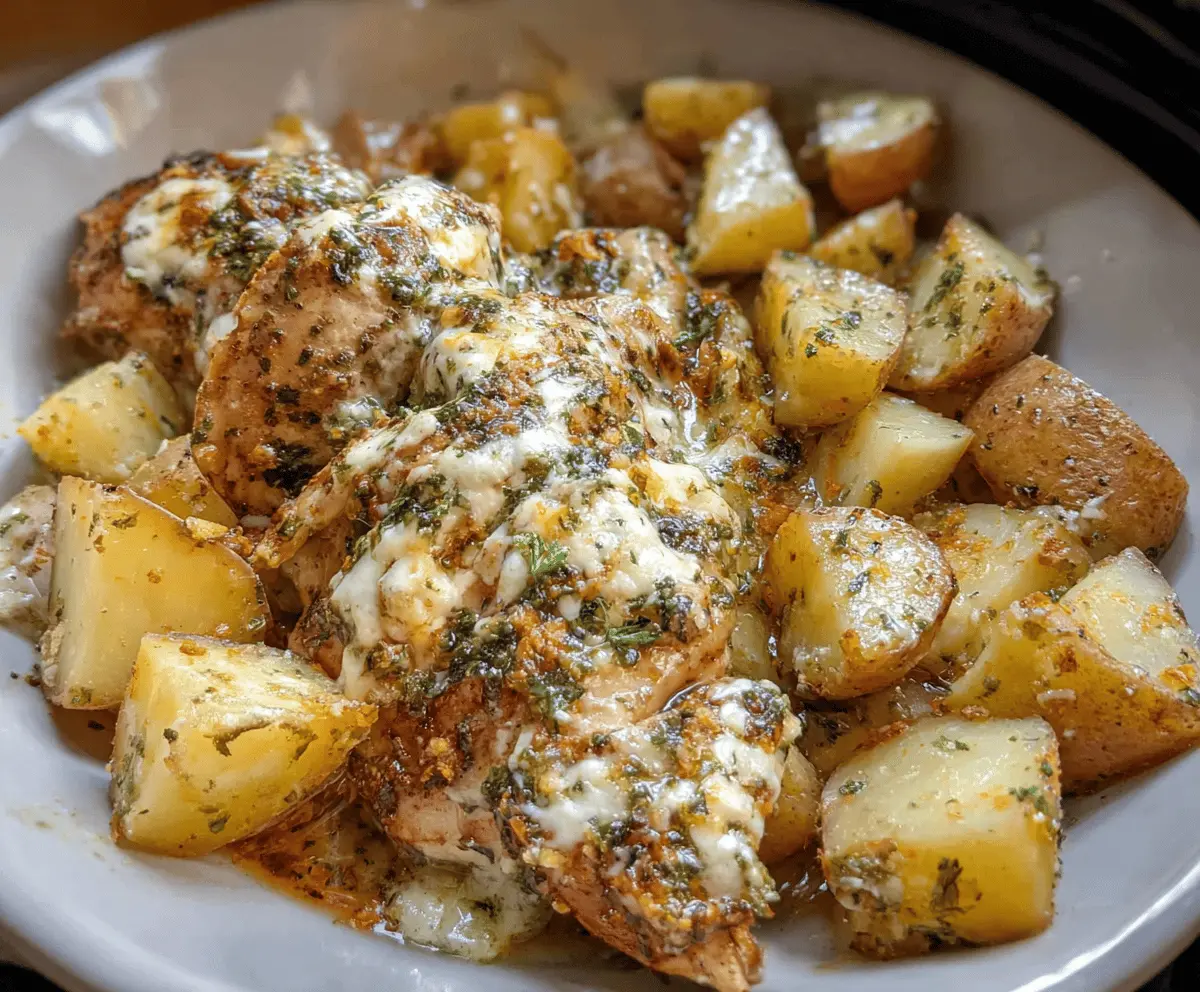 Easy Crockpot Garlic Parmesan Chicken and Potatoes