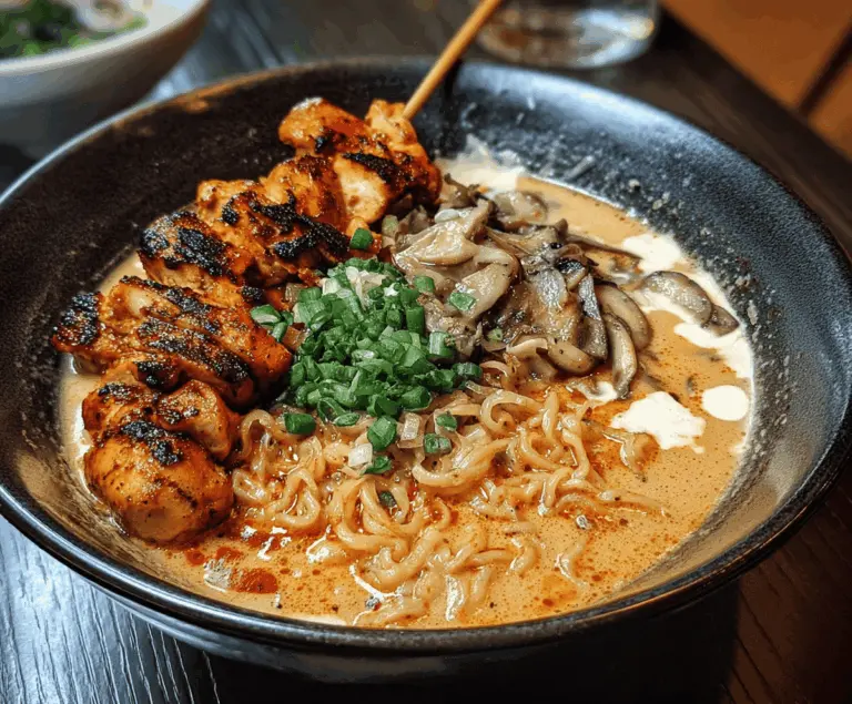 Fiery Chicken Ramen with Creamy Garlic Sauce