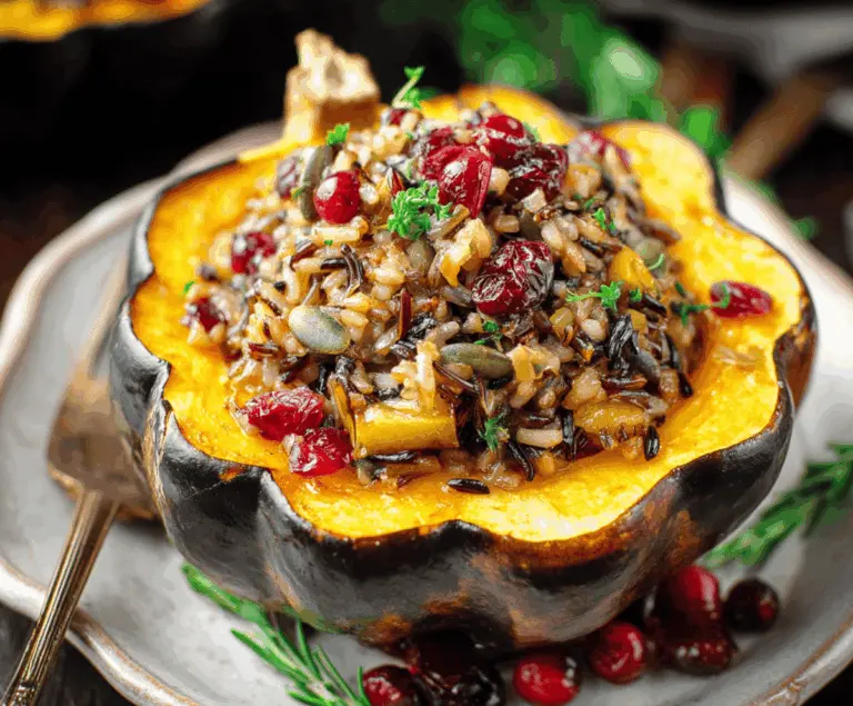 Acorn Squash Stuffed with Wild Rice and Cranberries