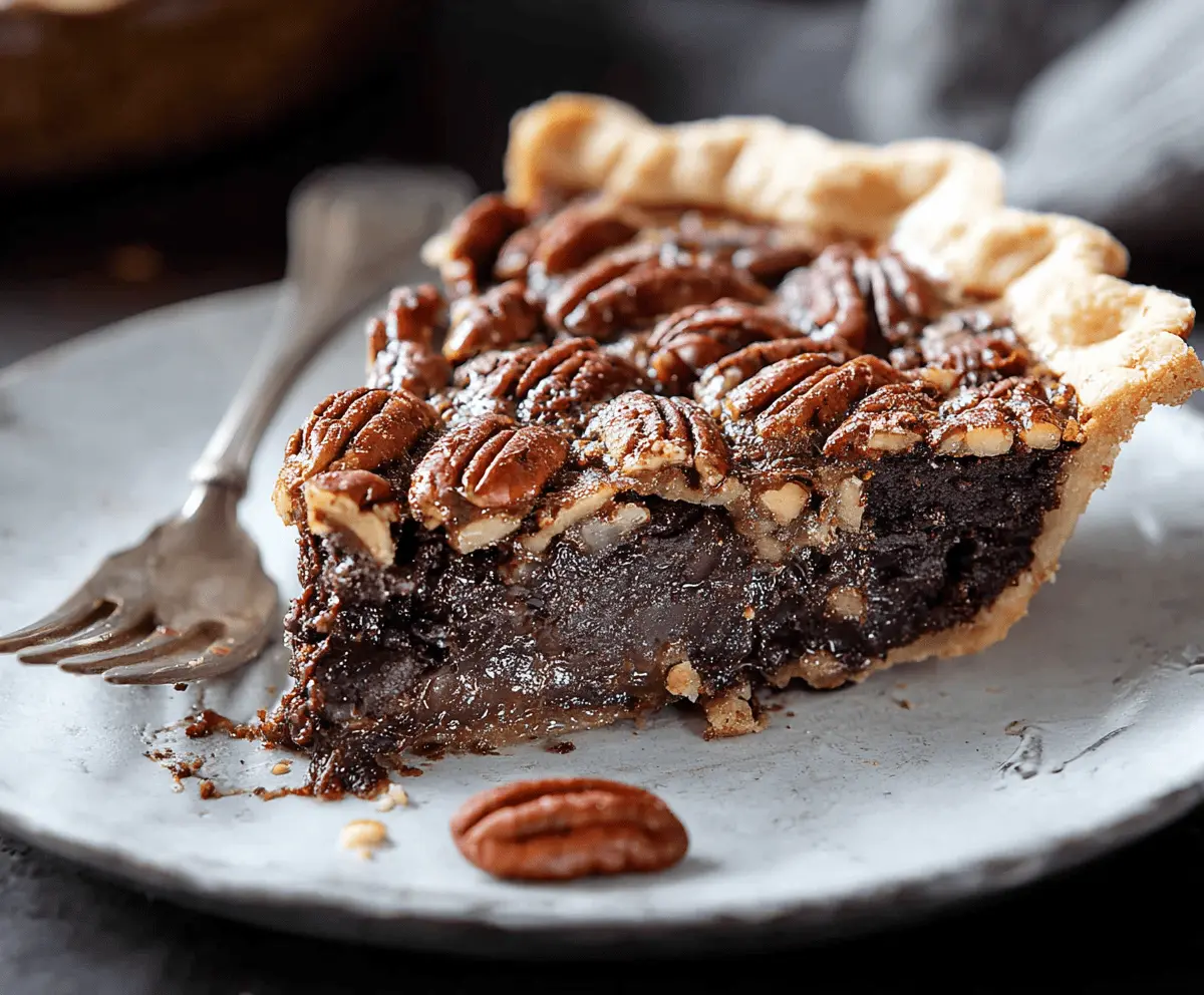 Delicious homemade chocolate pecan pie with a golden crust and rich chocolate filling