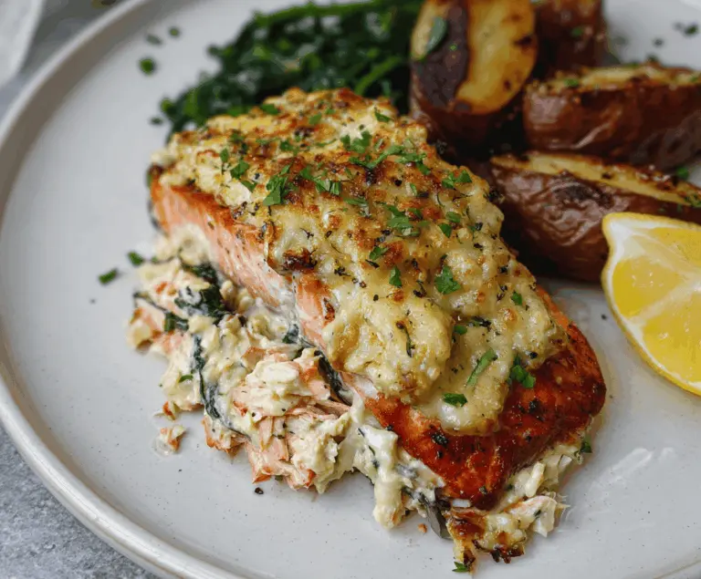Melt-in-your-mouth Crab Stuffed Salmon
