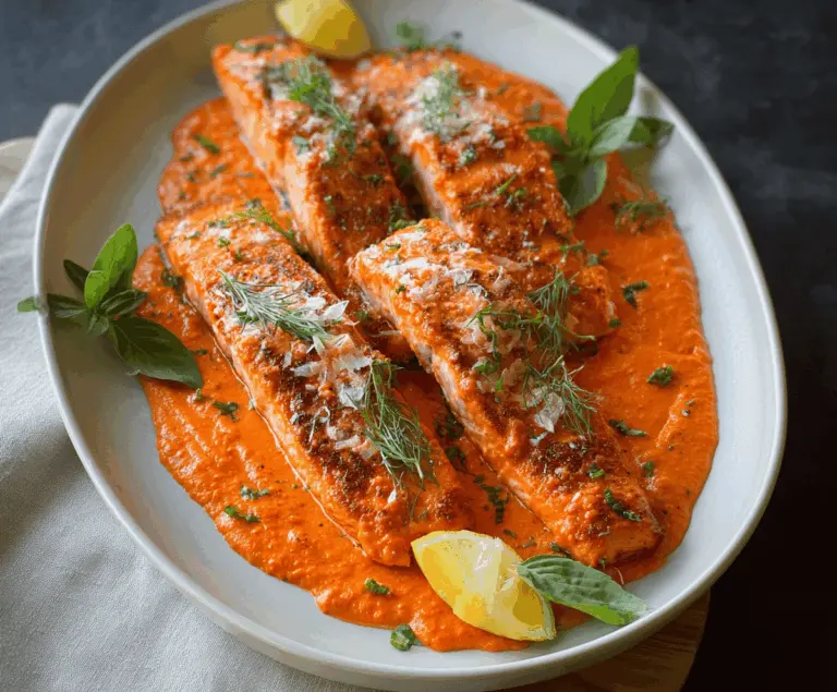 Salmon With Roasted Red Pepper Sauce