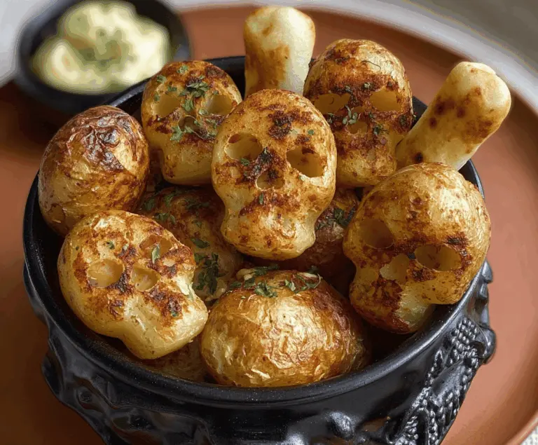 Skull Potatoes with Bone Breadsticks