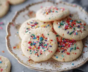 Delicious homemade 3-ingredient sugar cookies on a baking sheet, perfect for quick treats.