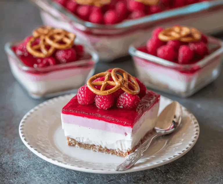 Creamy Raspberry Pretzel Dessert