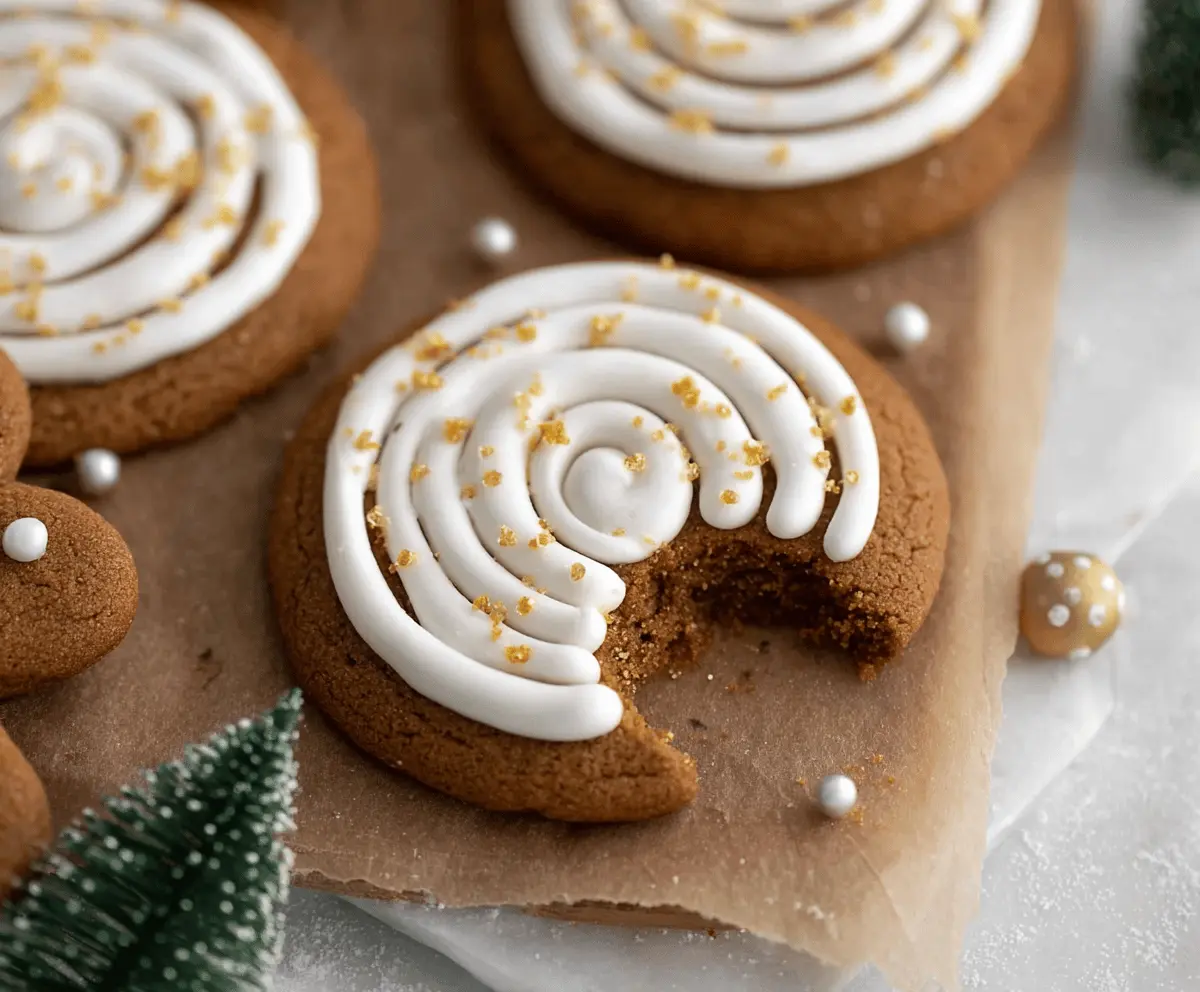 Delicious homemade Crumbl Gingerbread Cookies with spicy ginger and rich frosting.