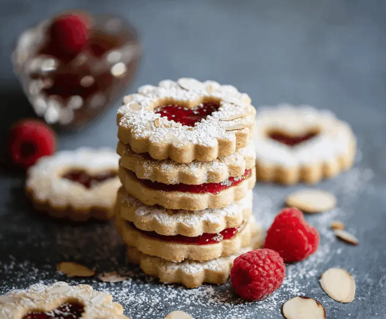Easy Raspberry Almond Linzer Cookies