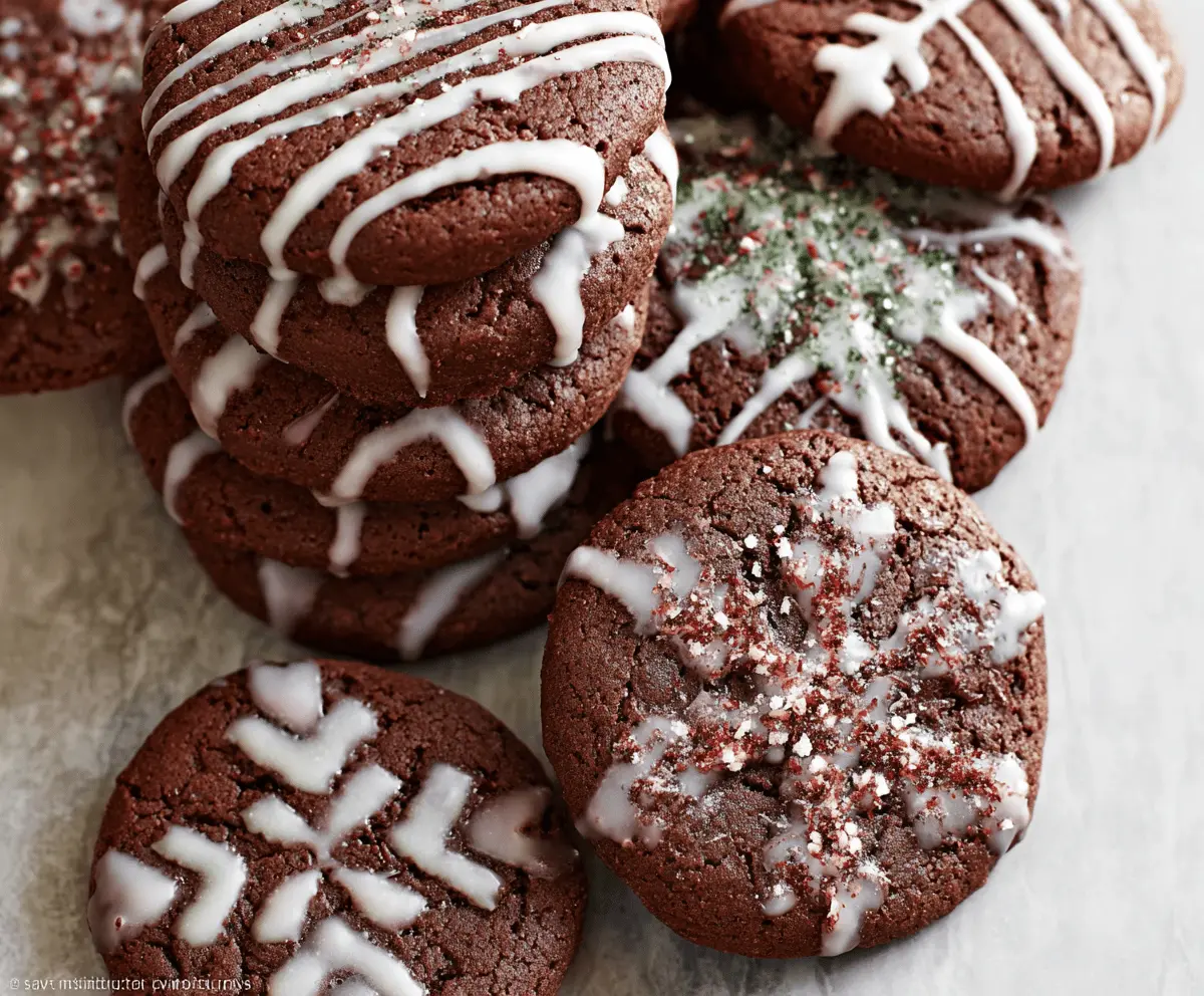 Delicious glazed chocolate gingerbread cookies decorated with shiny glaze and festive spices.