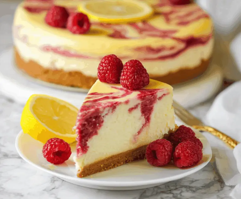Lemon Raspberry Swirl Cheesecake