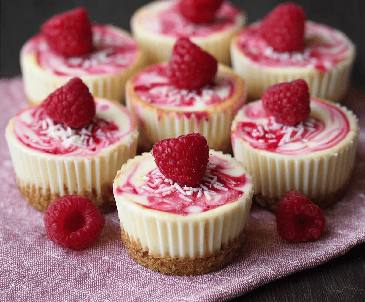 Delicious Raspberry Cheesecake Cupcakes topped with fresh raspberries and creamy frosting.