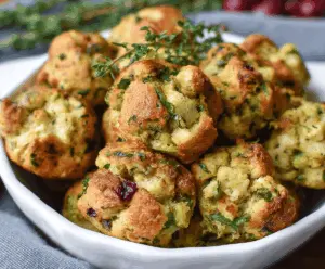 Delicious turkey stuffing balls served on a plate, perfect for holiday dinner recipes