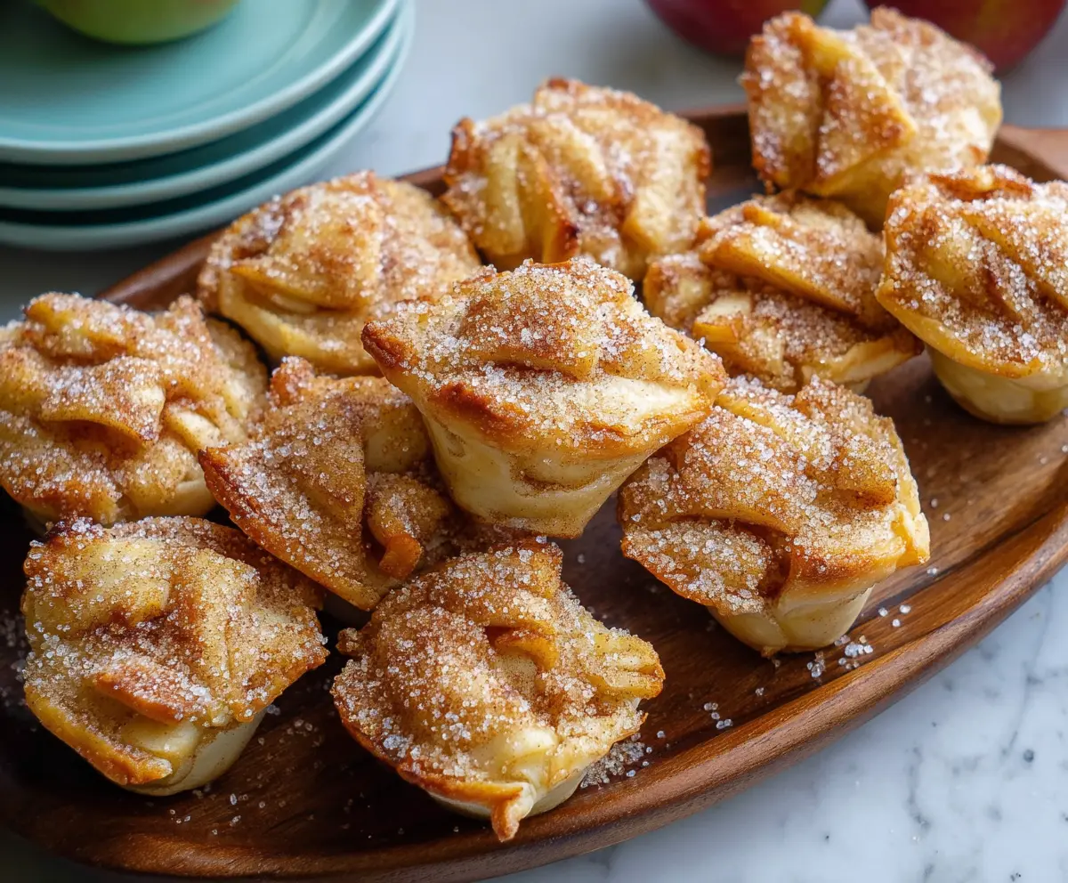 Delicious apple pie bites with flaky crust and sweet apple filling, perfect for snacking.