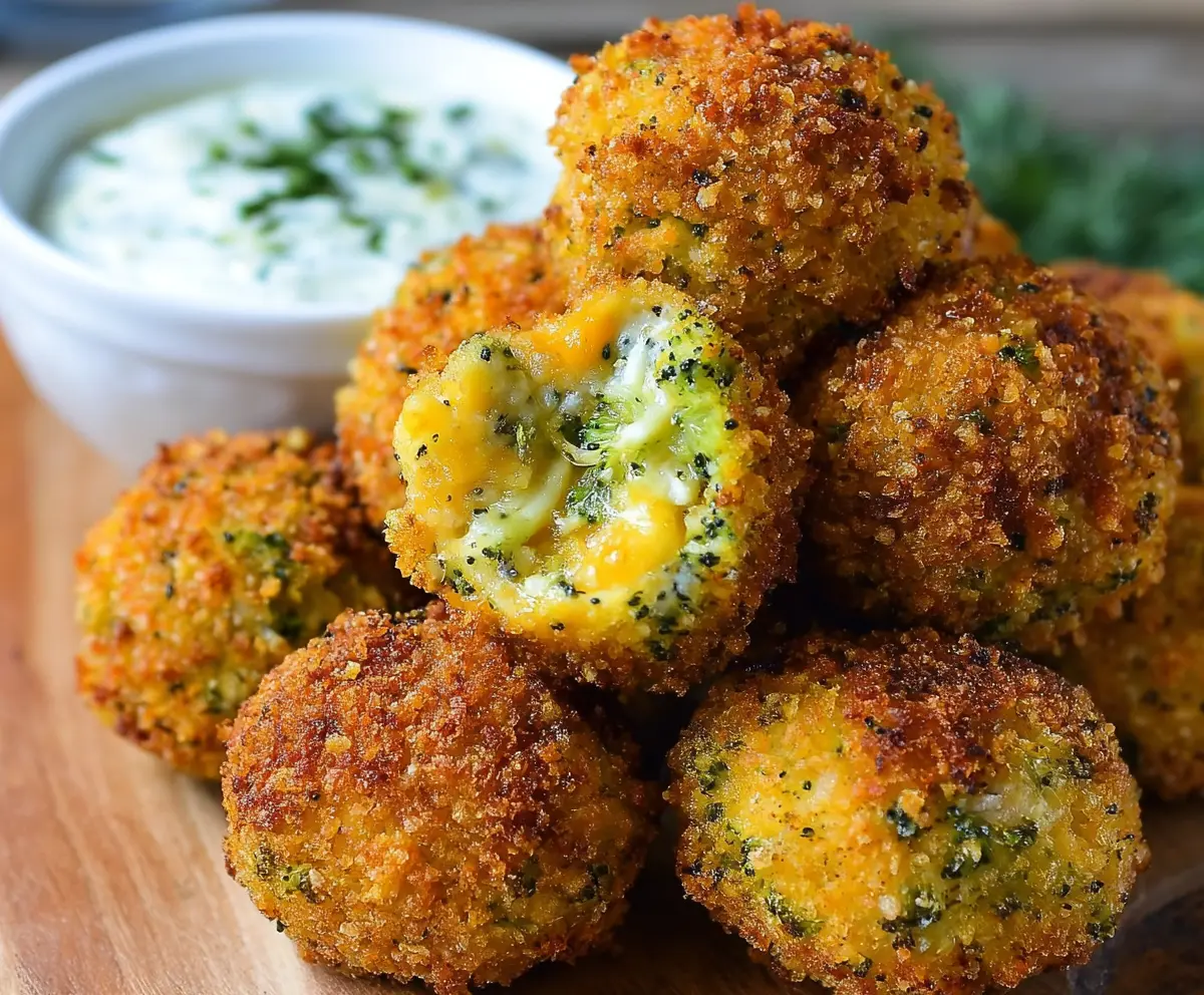Delicious baked broccoli cheese balls served hot, perfect for snacking or as appetizers.