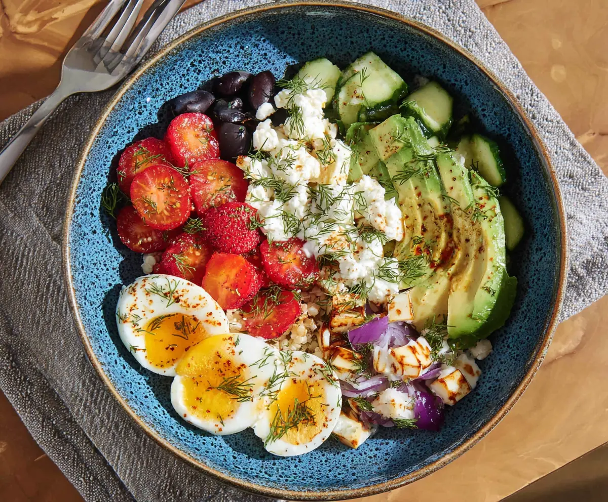 Healthy Cottage Cheese Protein Bowl topped with fresh fruit and nuts for a high-protein breakfast.
