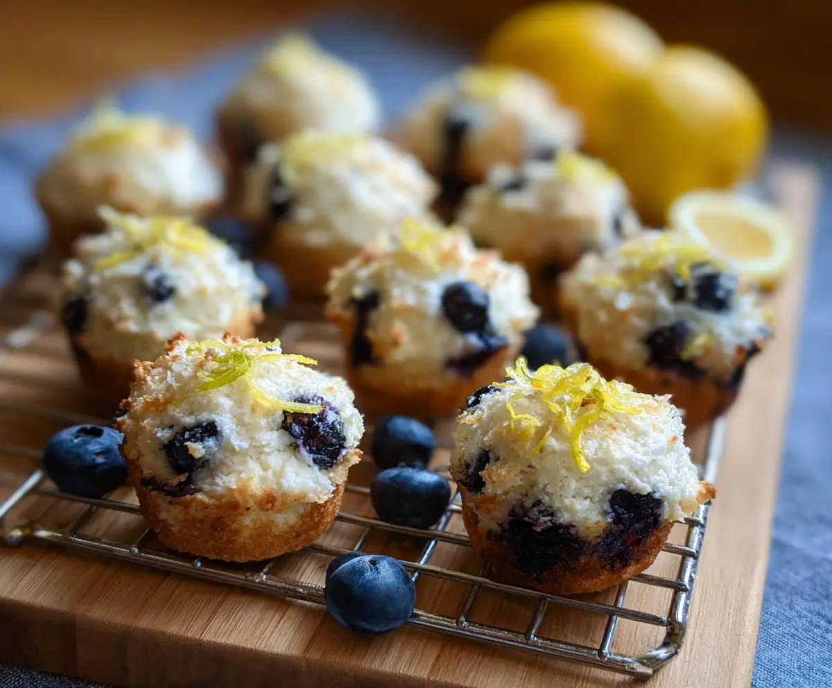 Delicious blueberry and lemon zest cottage cheese bites garnished with fresh blueberries and lemon zest.