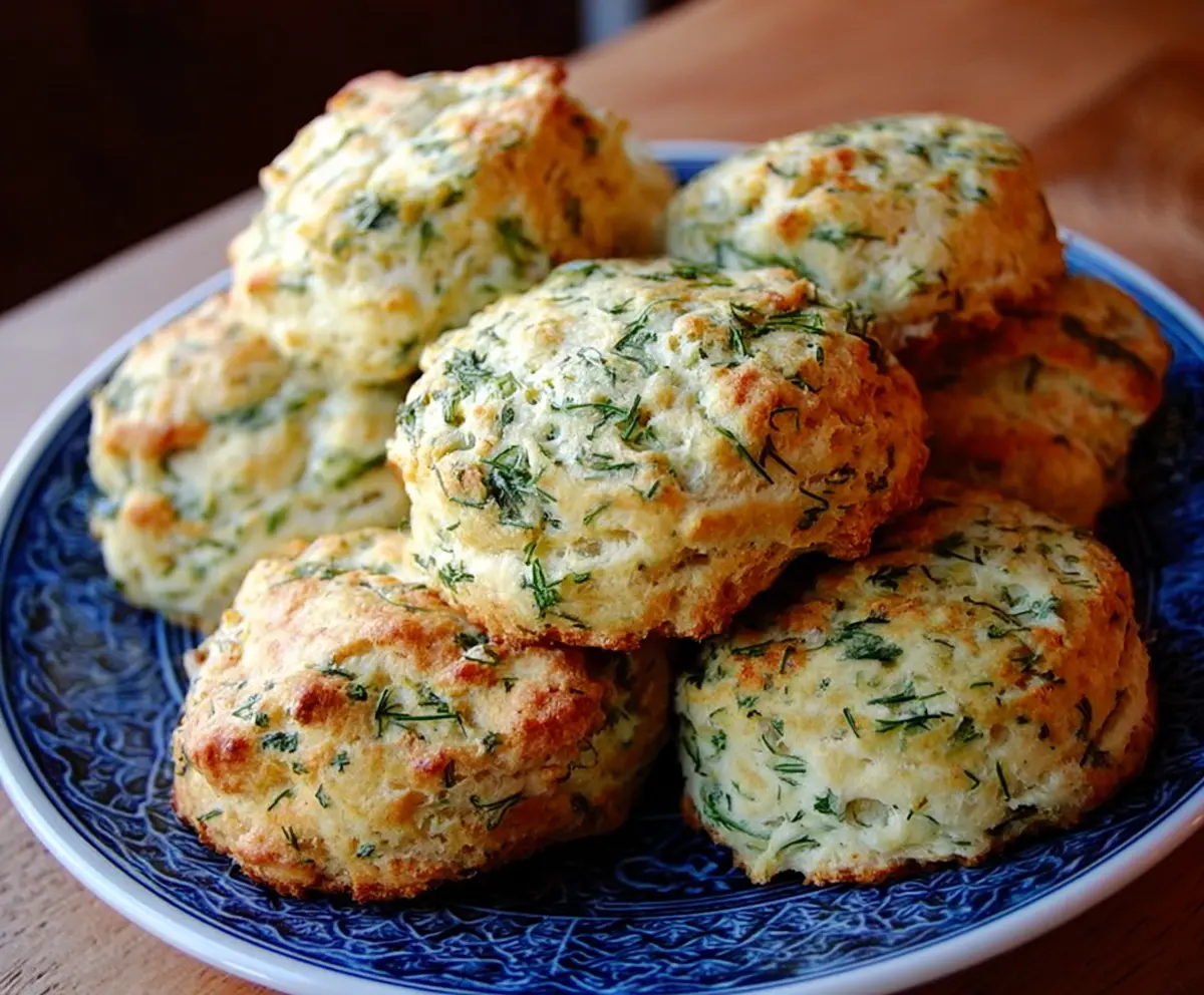 Delicious homemade cottage cheese and herb biscuits with fresh herbs and golden crust.