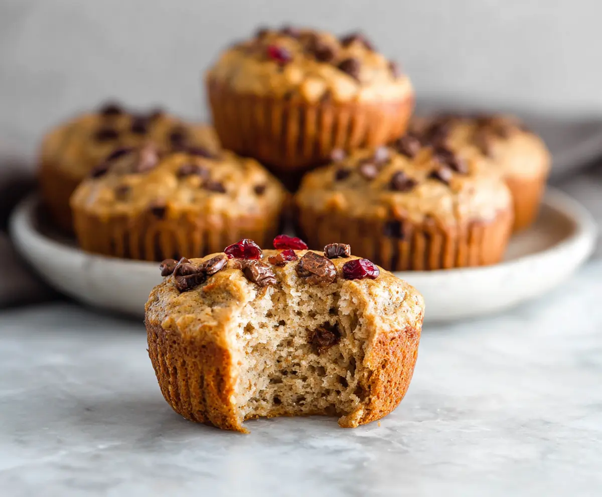 Healthy cottage cheese oatmeal blender muffins in a baking dish, perfect for breakfast or snacks.