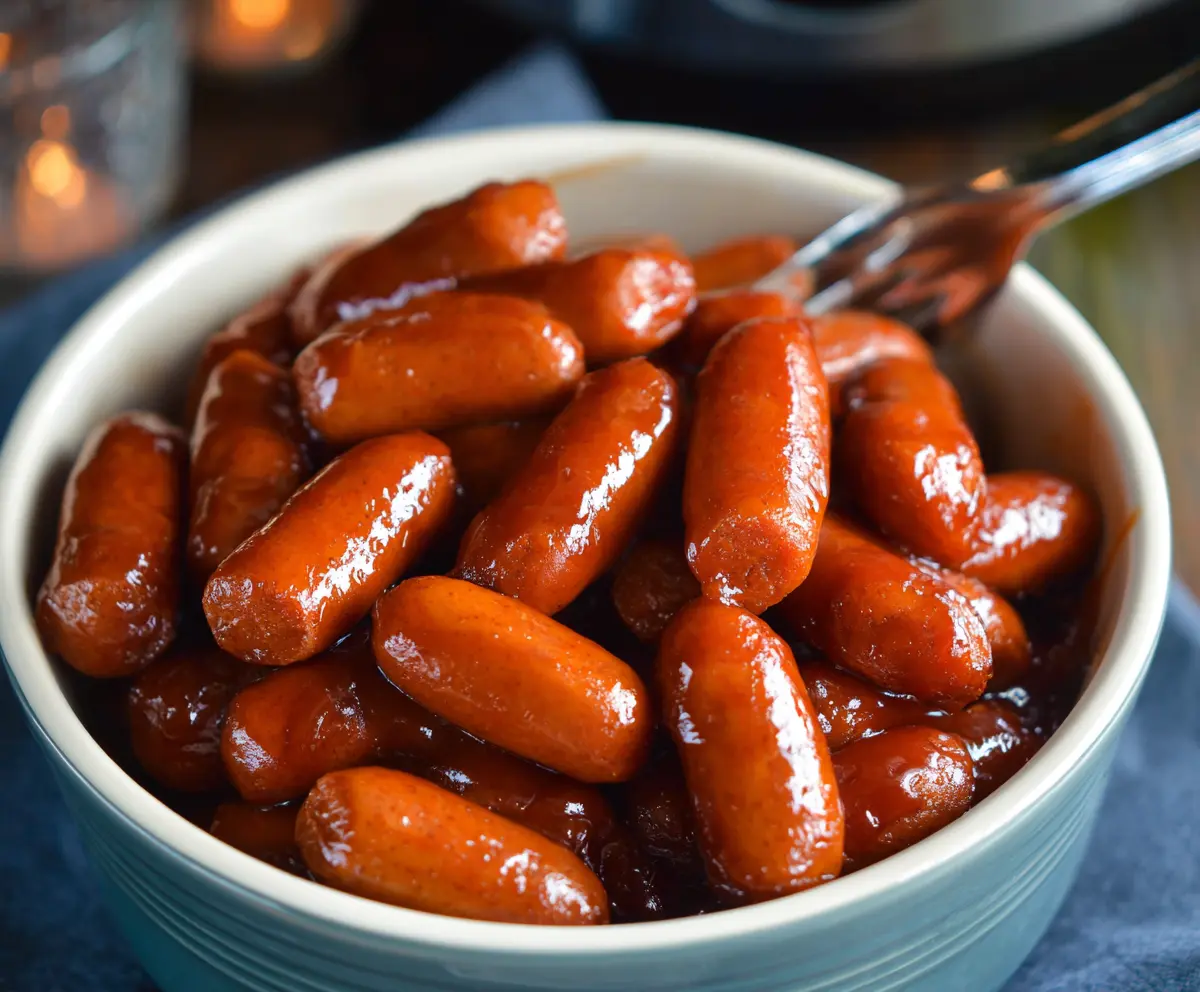 Delicious Crock Pot Little Smokies served in a bowl with toothpicks for easy snacking.