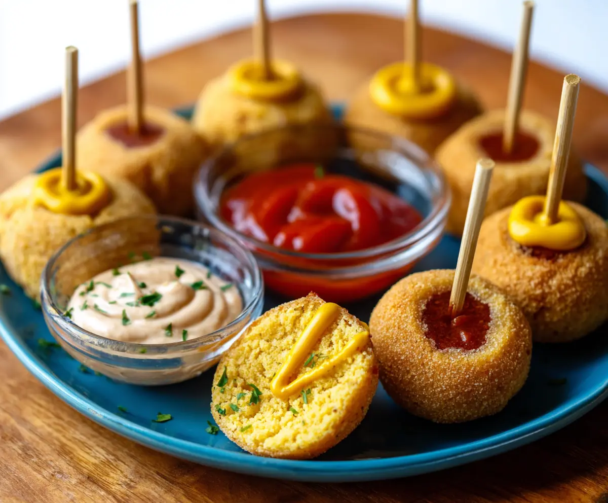 Delicious mini vegan corndog bites perfect for game day snacking.